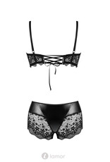* BEAUTYNIGHT Sexy zwart 2-delige lingerie set kant en een glanzende stof
