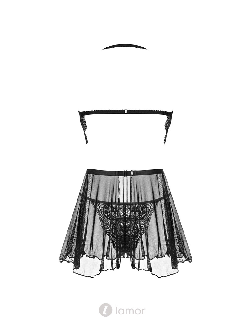 * BEAUTYNIGHT Sensueel  Zwarte chemise Dark Mirage met thong