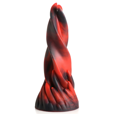 XR Brands Hell Kiss Twisted Tongues Silicone Dildo - Rood