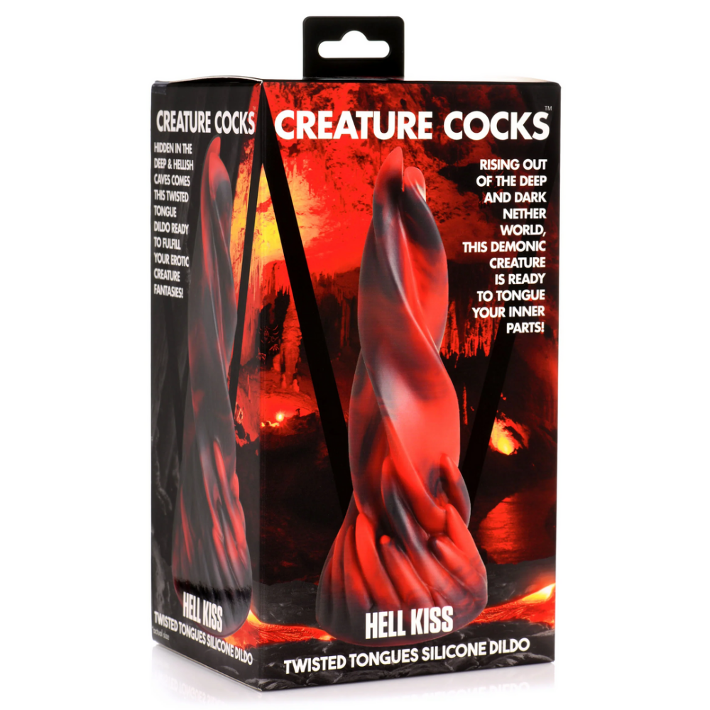 XR Brands Hell Kiss Twisted Tongues Silicone Dildo - Rood