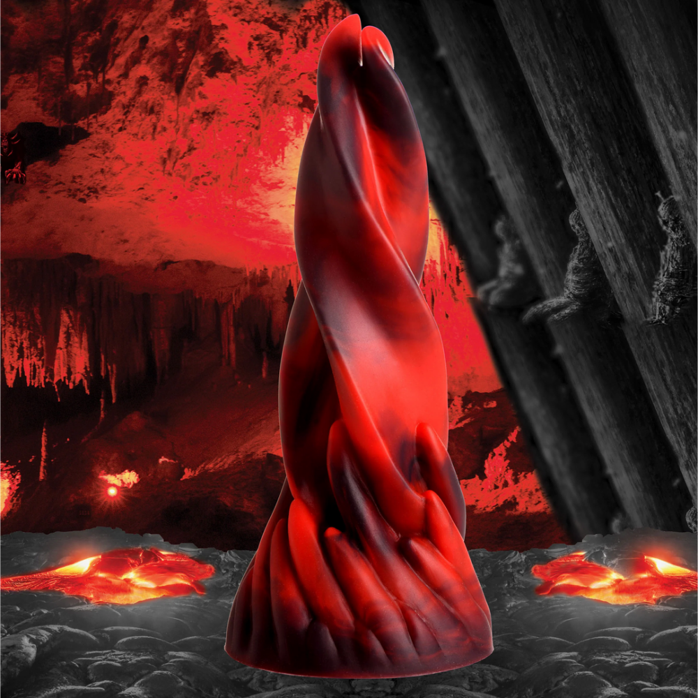 XR Brands Hell Kiss Twisted Tongues Silicone Dildo - Rood