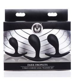 XR Brands Dark Droplets - 3-delige Gebogen Anale Trainer Set - Zwart