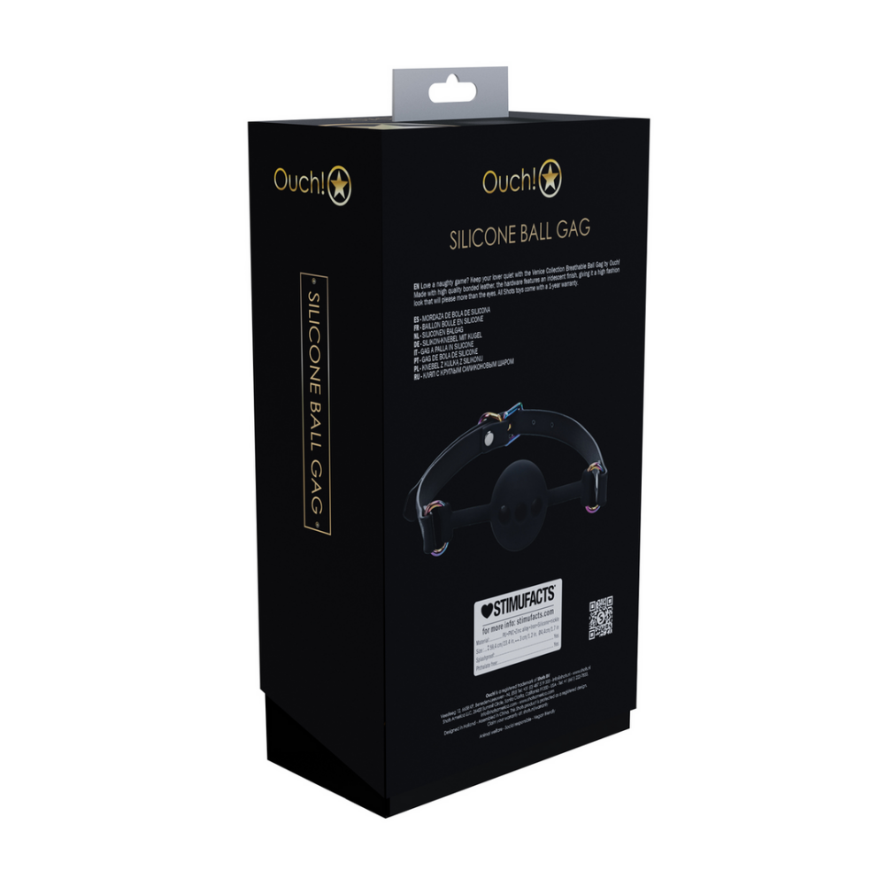 Ouch! by Shots Venice Collectie - Siliconen Ball Gag - Zwart