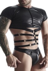 * RFP Mat look heren T-shirt gecombineerd met elastische banden en decoratieve elementen aan de voorkant