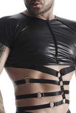 * RFP Mat look heren T-shirt gecombineerd met elastische banden en decoratieve elementen aan de voorkant