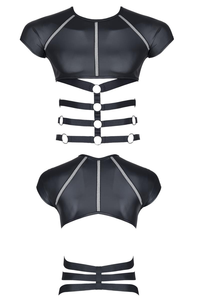 * RFP Mat look heren T-shirt gecombineerd met elastische banden en decoratieve elementen aan de voorkant