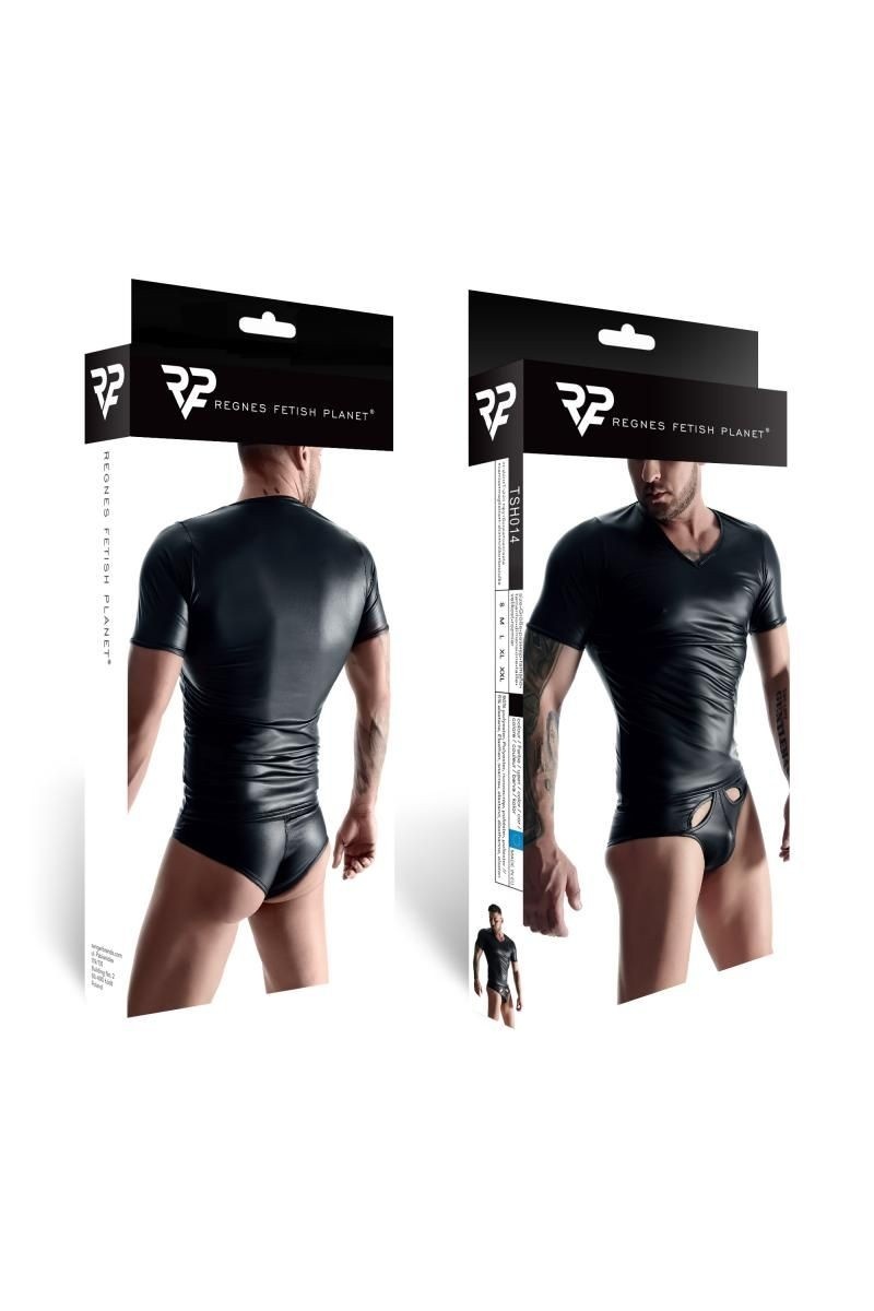 * RFP Wetlook & elastiek mesh gecombineerd heren raglan mouw T-shirt