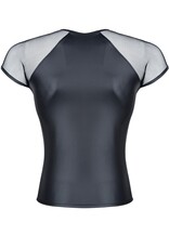 * RFP T-shirt, gemaakt van stretchy mat wetlook materiaal en mesh mouwtjes.