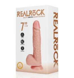 RealRock by Shots Vibrerende Regelmatige Rechte Penis met Ballen - 7 / 18 cm - Vlees
