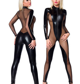 * SARESIA Zwart wetlook catsuit ,SA18254