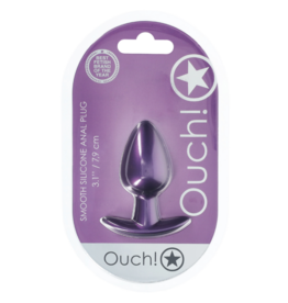 Ouch! by Shots Zachte Siliconen Anale Plug - Medium - 3,1 / 7,9 cm - Metallic Paars