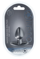 Ouch! by Shots Zachte Siliconen Anale Plug - Klein - 2,6 / 6,5 cm - Gunmetal