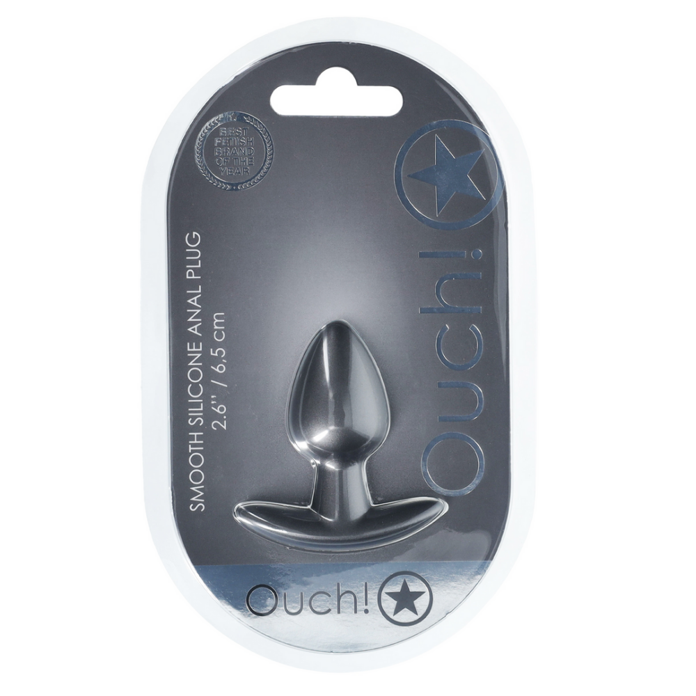 Ouch! by Shots Zachte Siliconen Anale Plug - Klein - 2,6 / 6,5 cm - Gunmetal