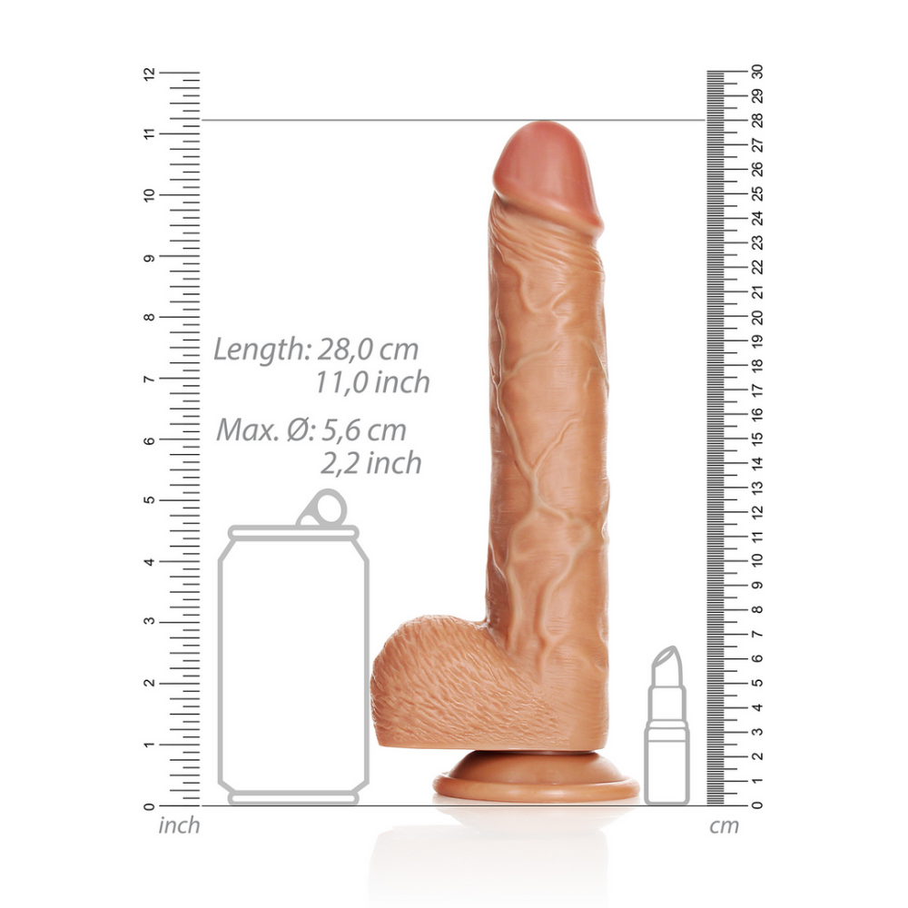 RealRock by Shots Rechtdoor Realistische Dildo met Ballen en Zuignap - 10 / 25,5 cm