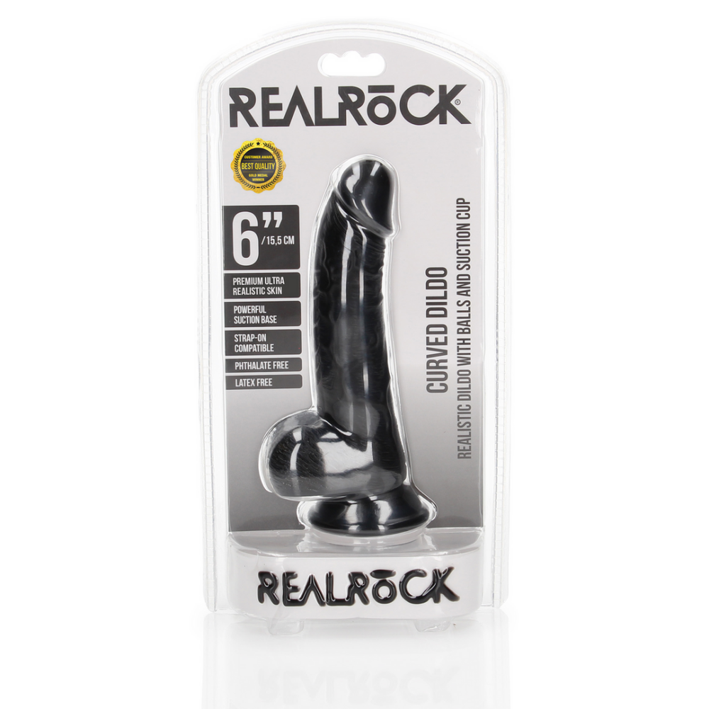 RealRock by Shots Gebogen Realistische Dildo met Ballen en Zuignap - 6 / 15,5 cm