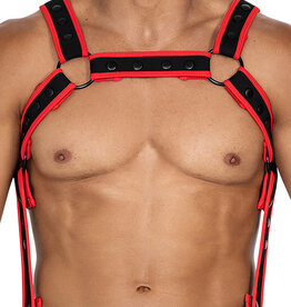 * CUT4MEN Zwart/Rood Neopreen borstharnas05