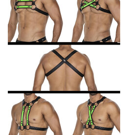* CUT4MEN 4-way Zwart/Groen Lederlook harnas06