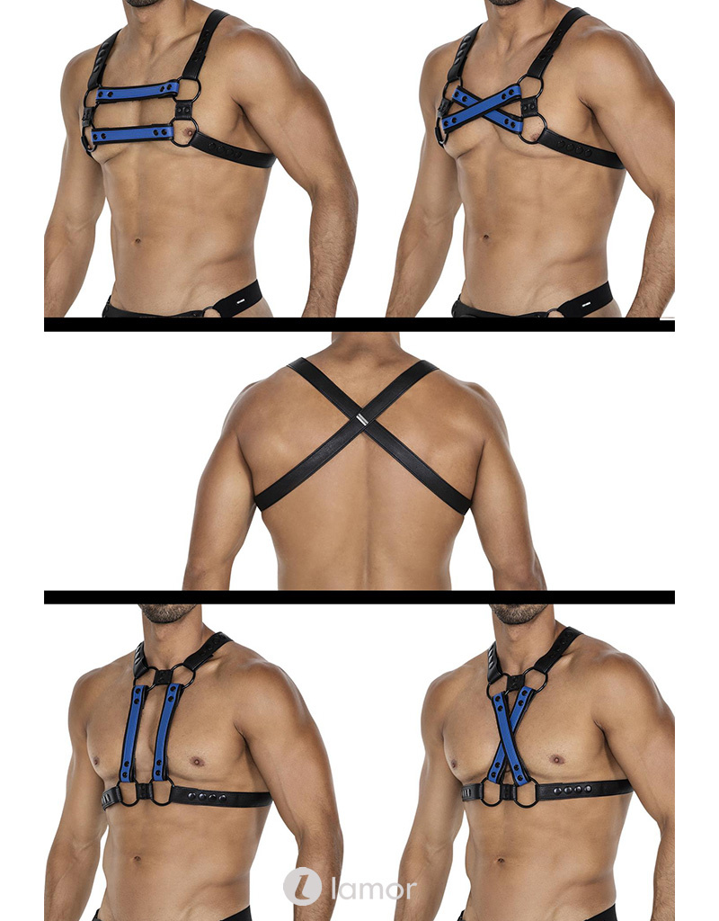 * CUT4MEN 4-way Zwart/blauwe harnas06  van het merk Cut4Men