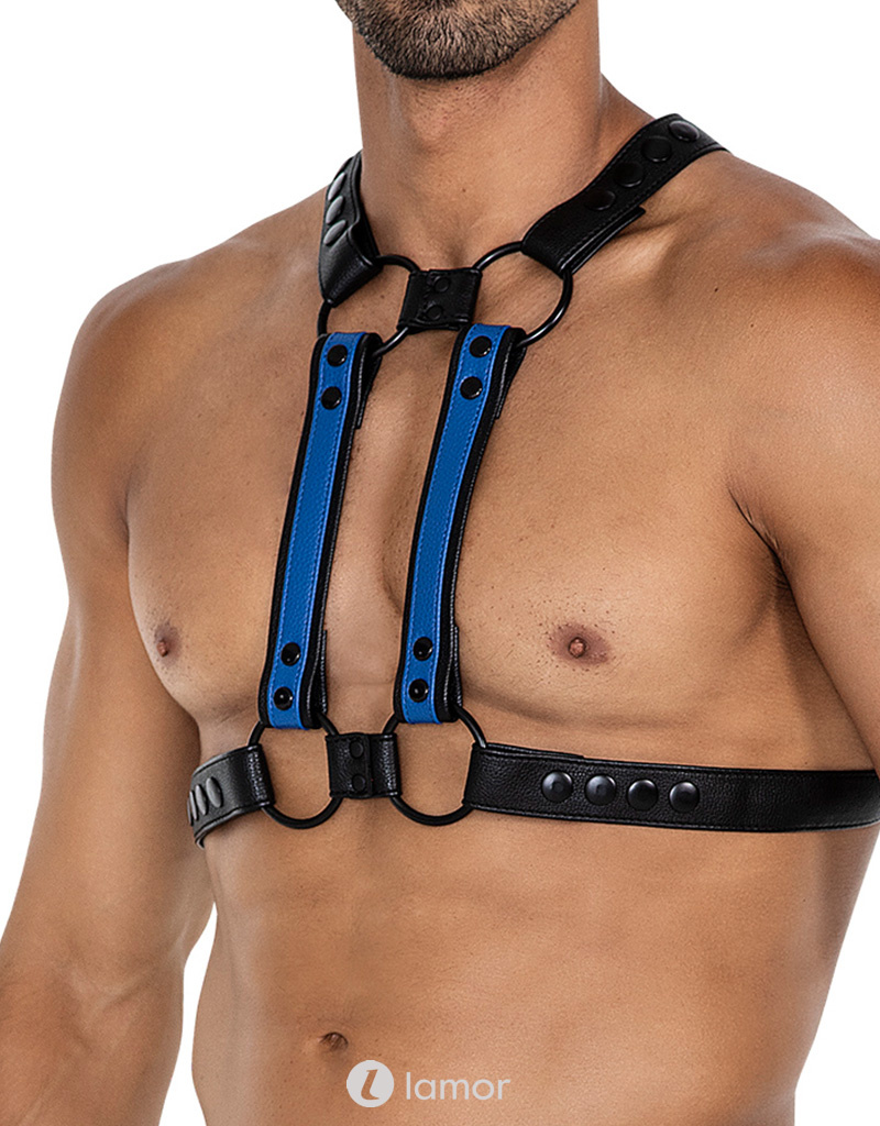 * CUT4MEN 4-way Zwart/blauwe harnas06  van het merk Cut4Men
