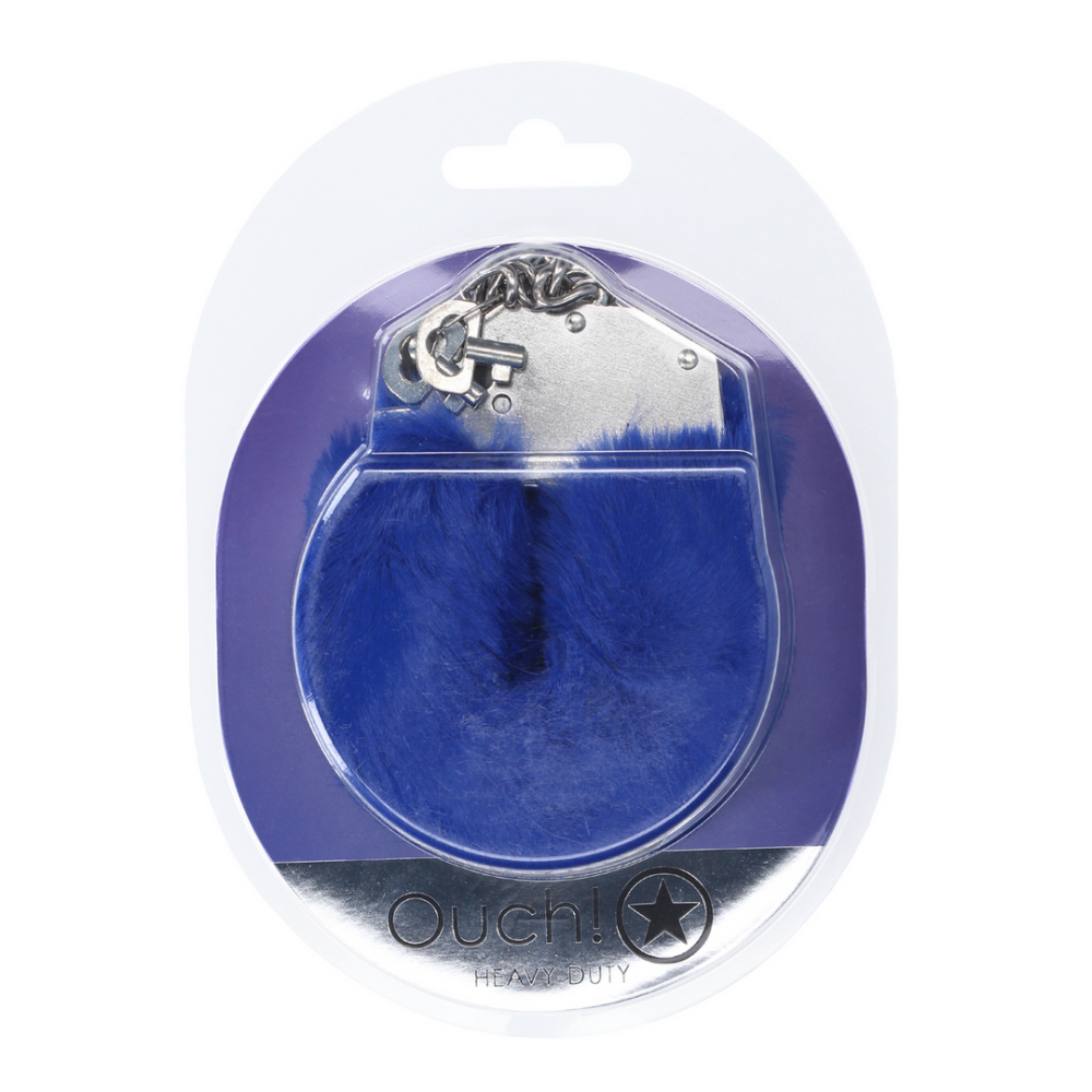 Ouch! by Shots Zware Fluffy Handboeien - Marineblauw