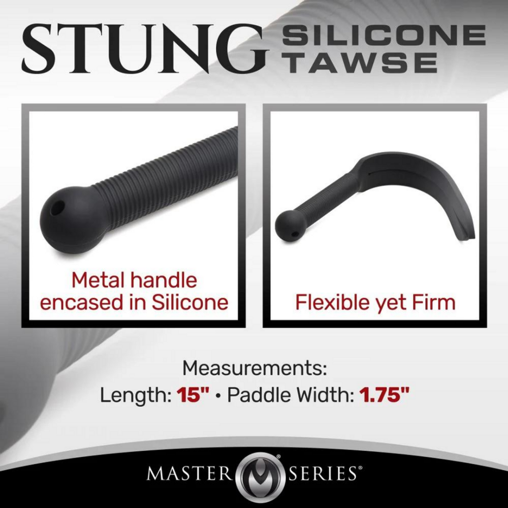 XR Brands Stung Silicone Tawse - Zwart