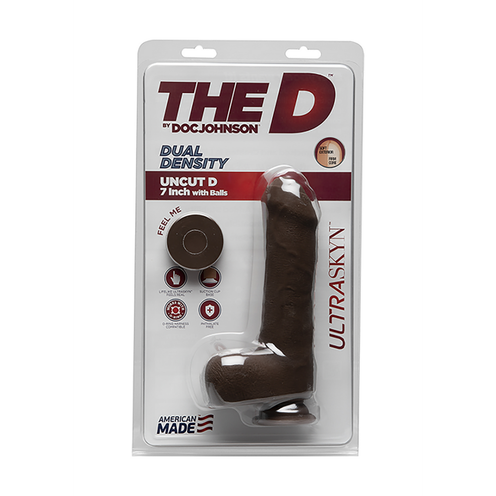 Doc Johnson Uncut D - Realistic ULTRASKYN Dildo met Ballen - 7 / 18 cm