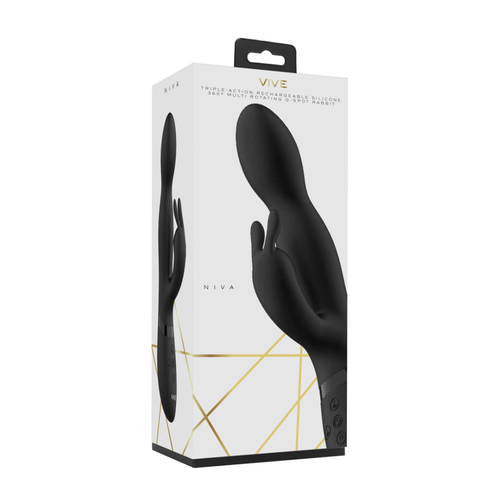 VIVE by Shots Niva - Draaibare Konijnen Vibrator - Zwart