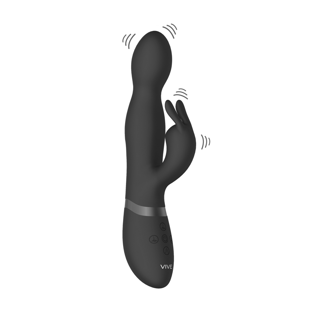 VIVE by Shots Niva - Draaibare Konijnen Vibrator - Zwart