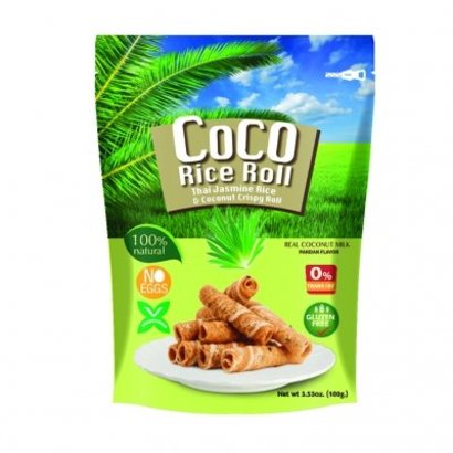 Coco Rice Roll Knapperige kokosnoot rijstrol met pandan smaak 100g