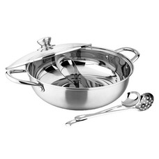 Hot Pot met glazen deksel 2vakken 28cm  Fondue