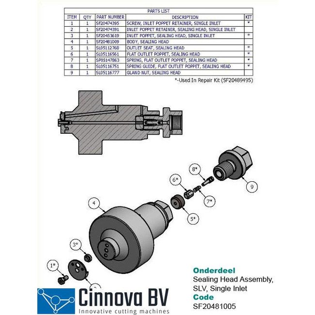 Retaining Screw, Inlet Poppet Guide, Single Inlet