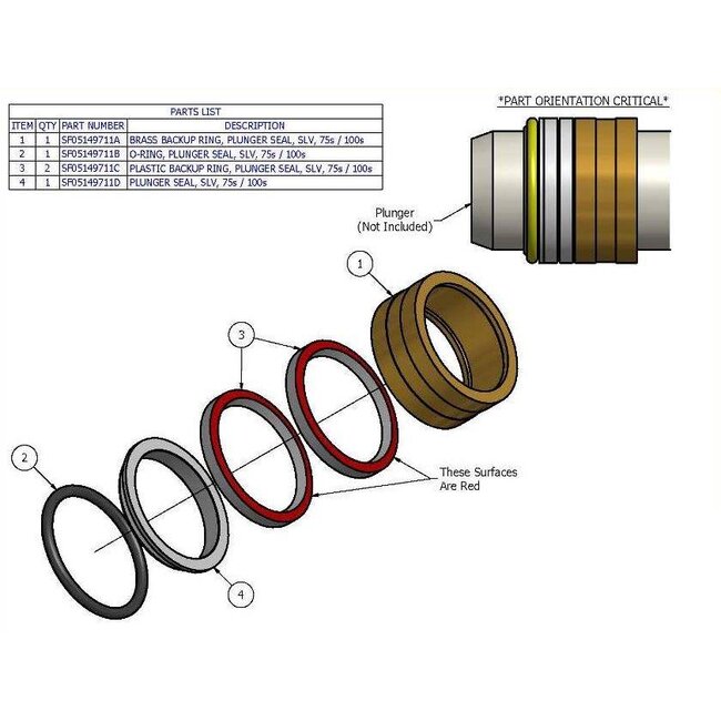 Dynamic Seal Assembly, 100S, 4pcs.