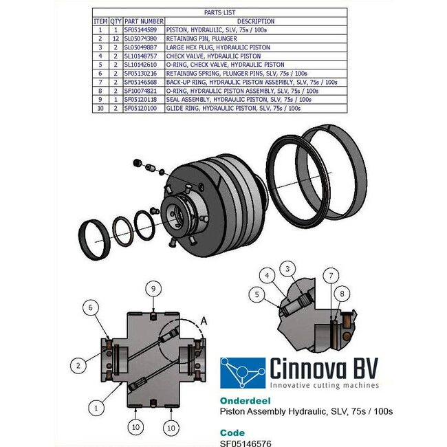 Piston Assembly, Hydraulic, 100S