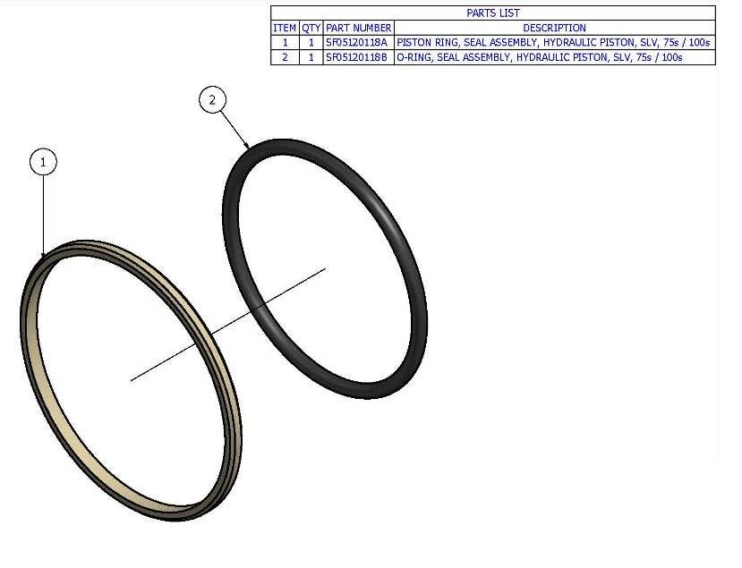 Seal Assembly, Hydraulic Piston, 100S Cinnova Parts