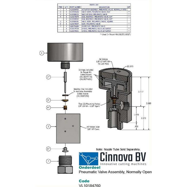 Normally Open Pneumatic Valve Assembly