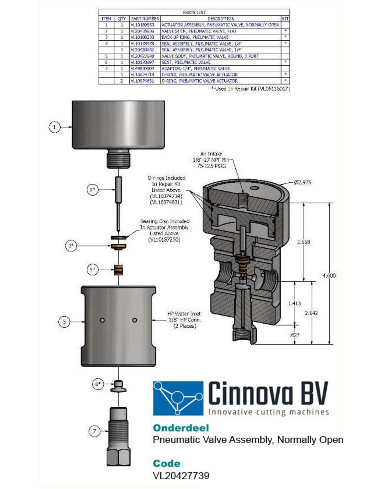 KMT Style Pneumatic Valve Assembly, NO, Dump Valve, 3 Port Round Body