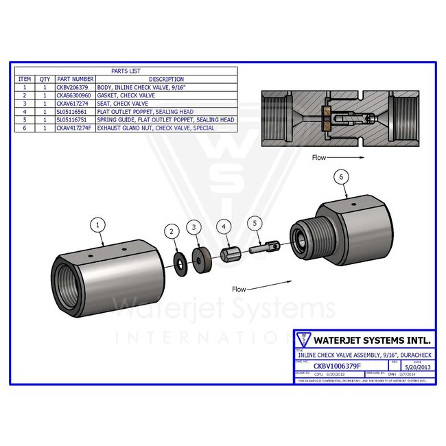 Duracheck, inline Check valve Assy 9/16''