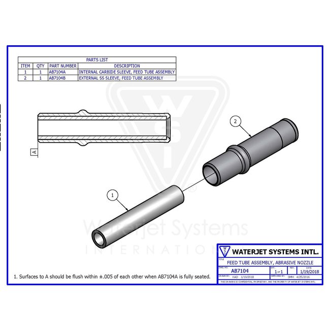 Intermac Style Abrasive Inlet Tube for Paser 3
