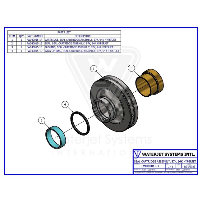 Seal Carrier Cartridge, 87K Intensfier 94k hyperjet.391094-1