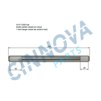 Avure HPP Style Leidingwerk 9/16", 200 mm – 6200 bar