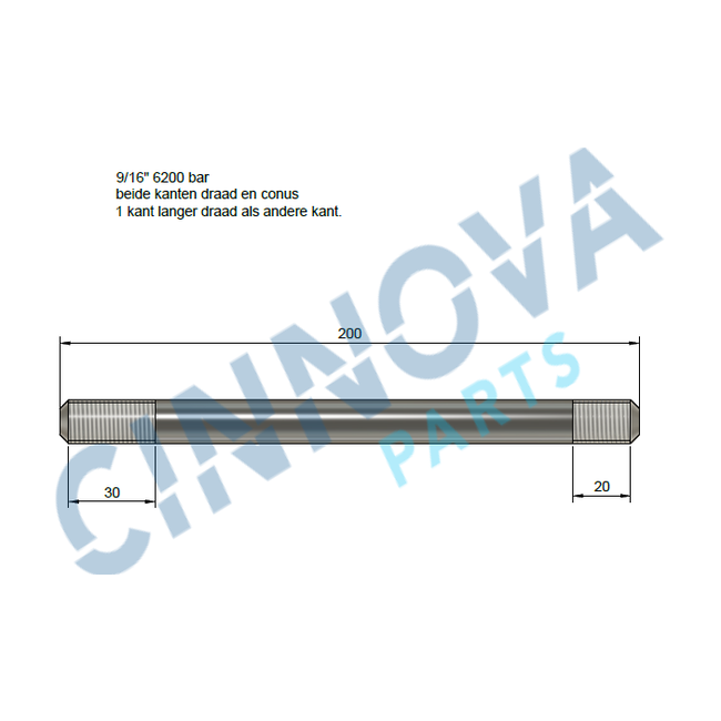 Avure HPP Style Leidingwerk 9/16", 200 mm – 6200 bar