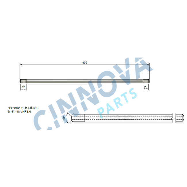 Avure HPP Style Leidingwerk 9/16", 455 mm – 6200 bar