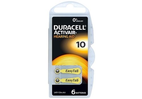  Duracell DA10 Hearing Aid Zinc-Air blister 6 