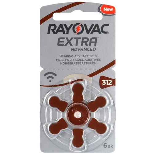  Rayovac 312 Extra Advanced Hearing Aid Zinc-Air blister 6 