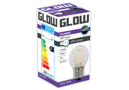  Glow Kogel E27 5W(=40W) 2700K 470LM Dimbaar 