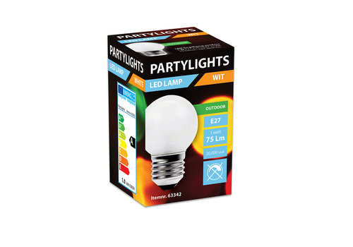 Glow LED Partylights Kogel 1W E27 wit 