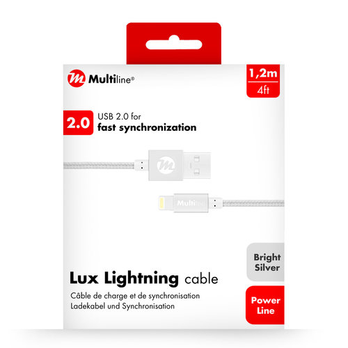  Lux Lightning Cable 1.2m Bright Silver 