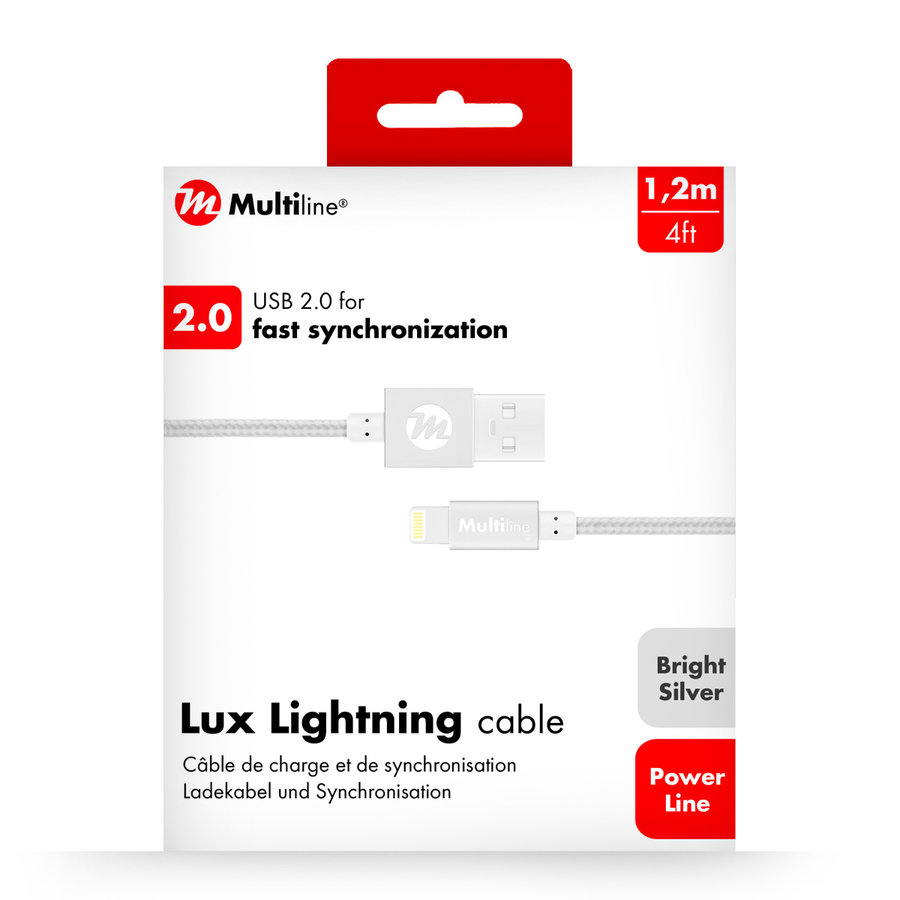 Lux Lightning Cable 1.2m Bright Silver-1