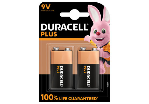  Duracell MN1604 9V Plus 100% Alkaline blister 2 