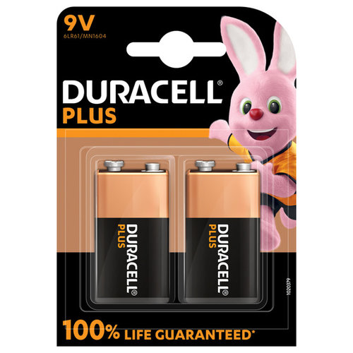  Duracell MN1604 9V Plus 100% Alkaline blister 2 